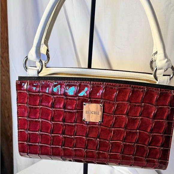 Michele Handbags - Michele Croc Embossed Interchangeable Shell Handbag in Pink & Burgundy. NWT